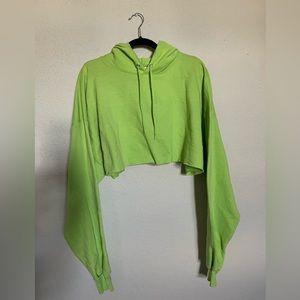 Neon Green Cropped Hoodie